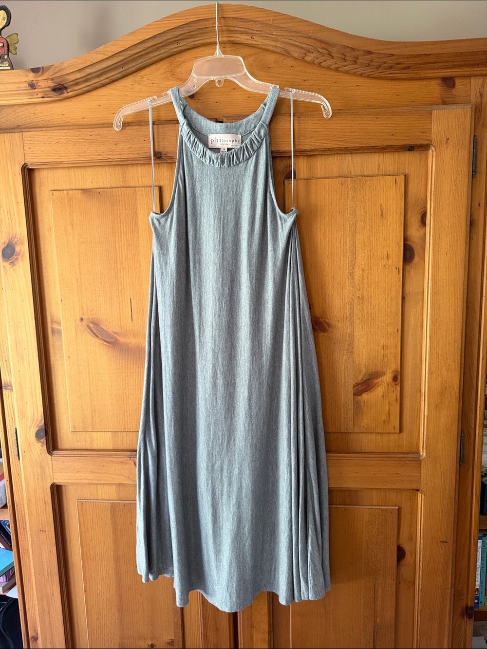 Philosophy Sleeveless A-Line Midi Dress with Pockets in Slate Gray Size M